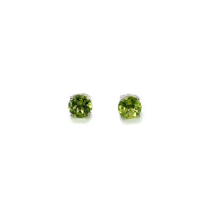 Silver Peridot Stud Earrings (6mm)