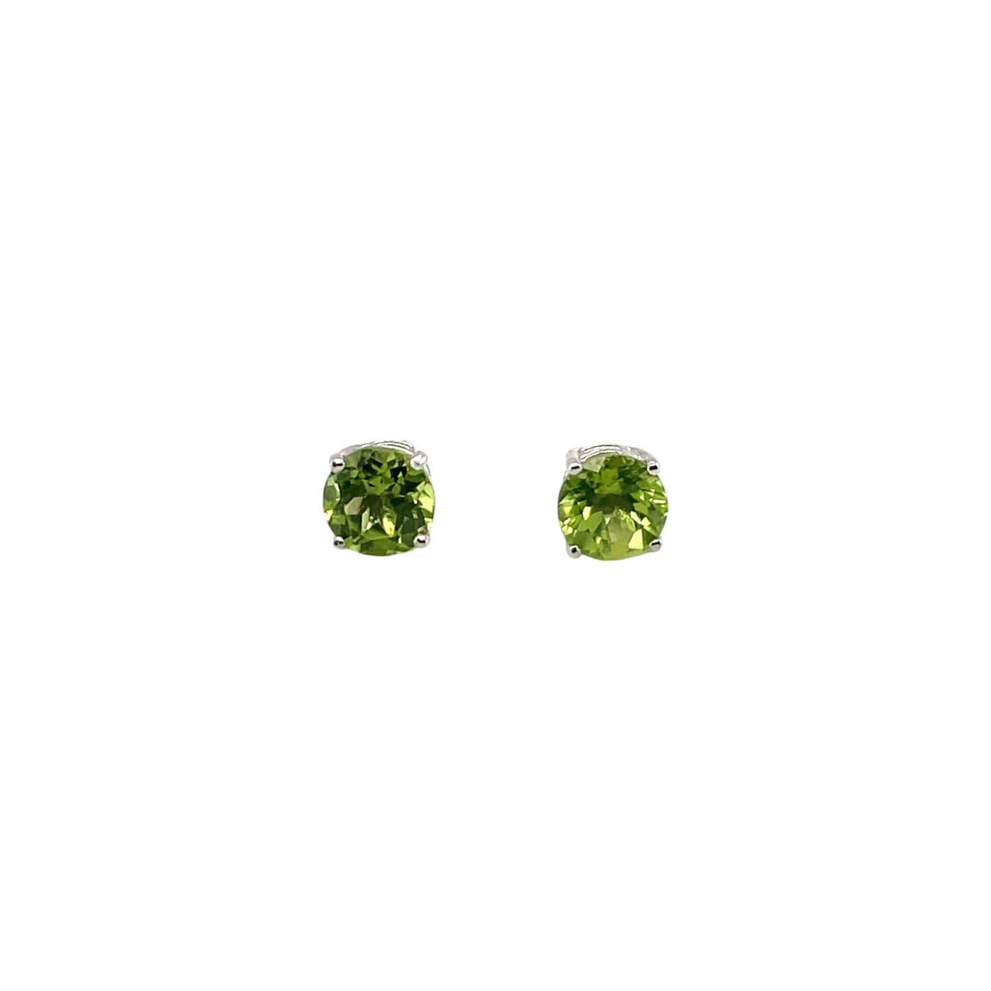 Silver Peridot Stud Earrings (6mm)
