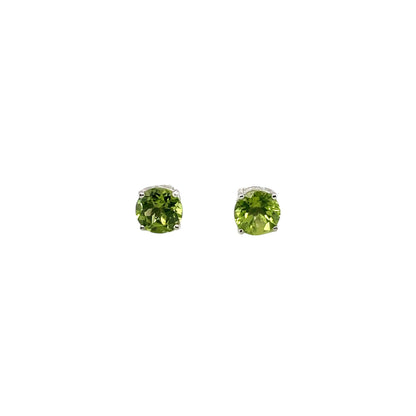 Silver Peridot Stud Earrings (6mm)