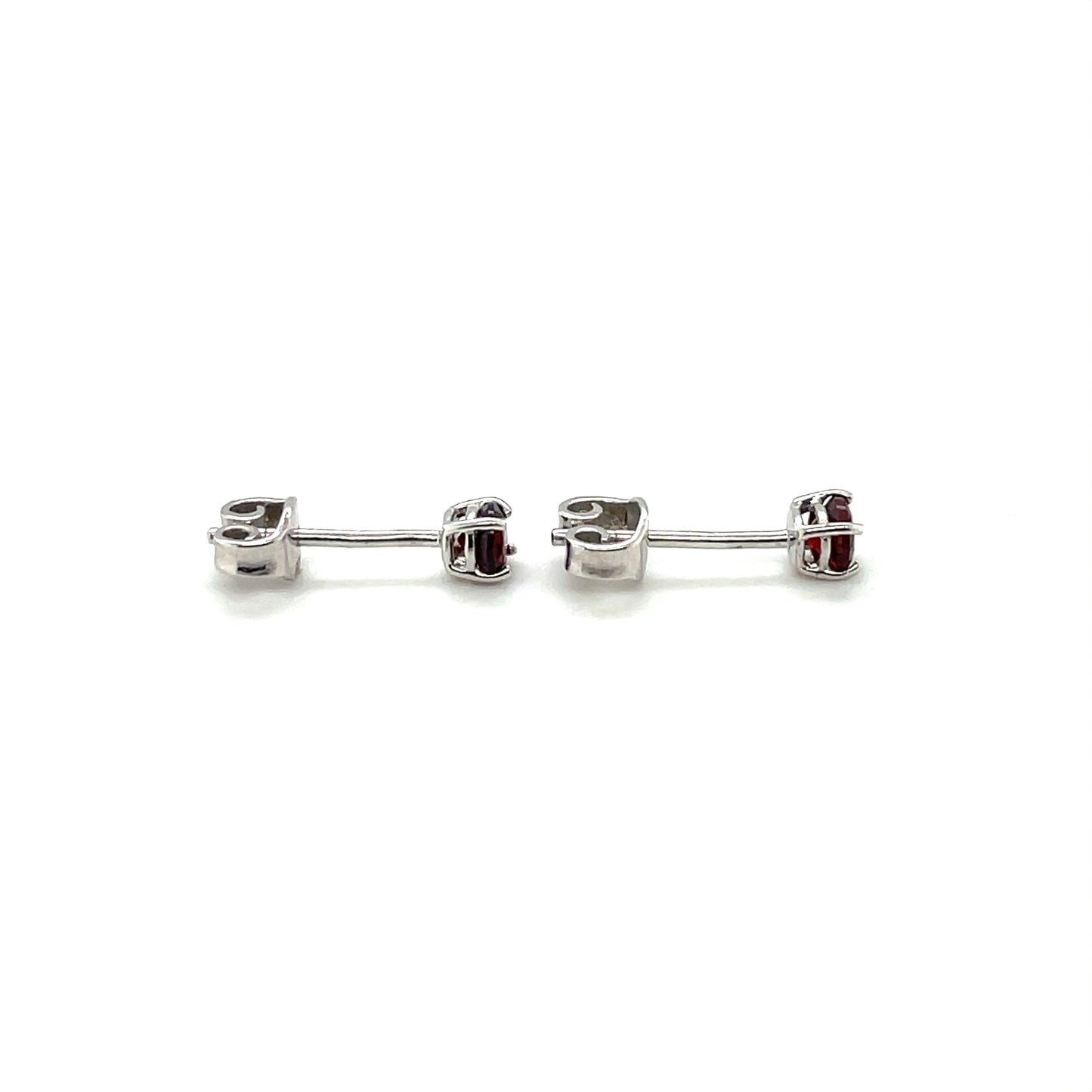 Silver Garnet Stud Earrings