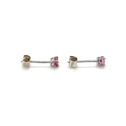 Silver Pink Topaz Stud Earrings