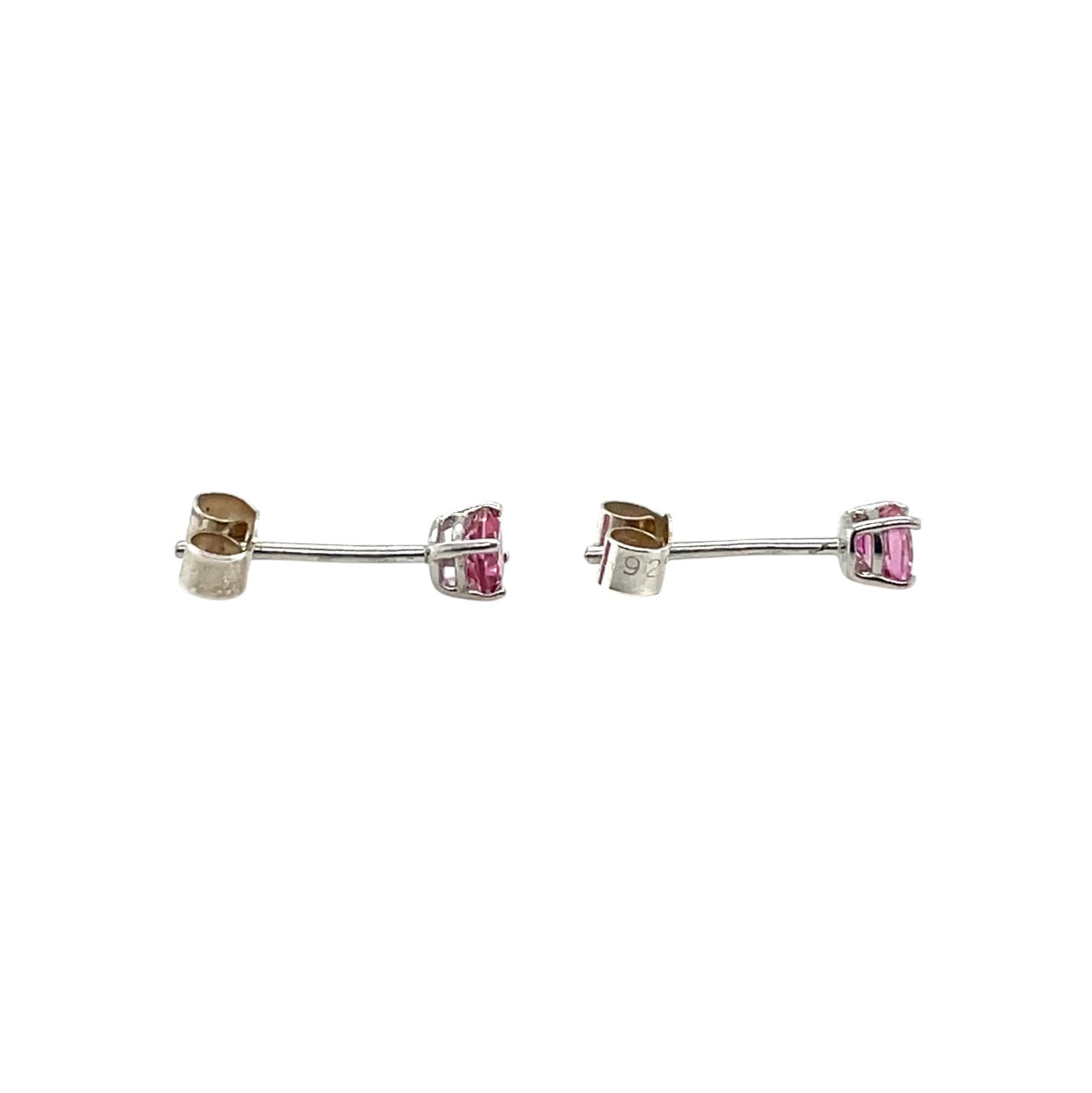 Silver Pink Topaz Stud Earrings