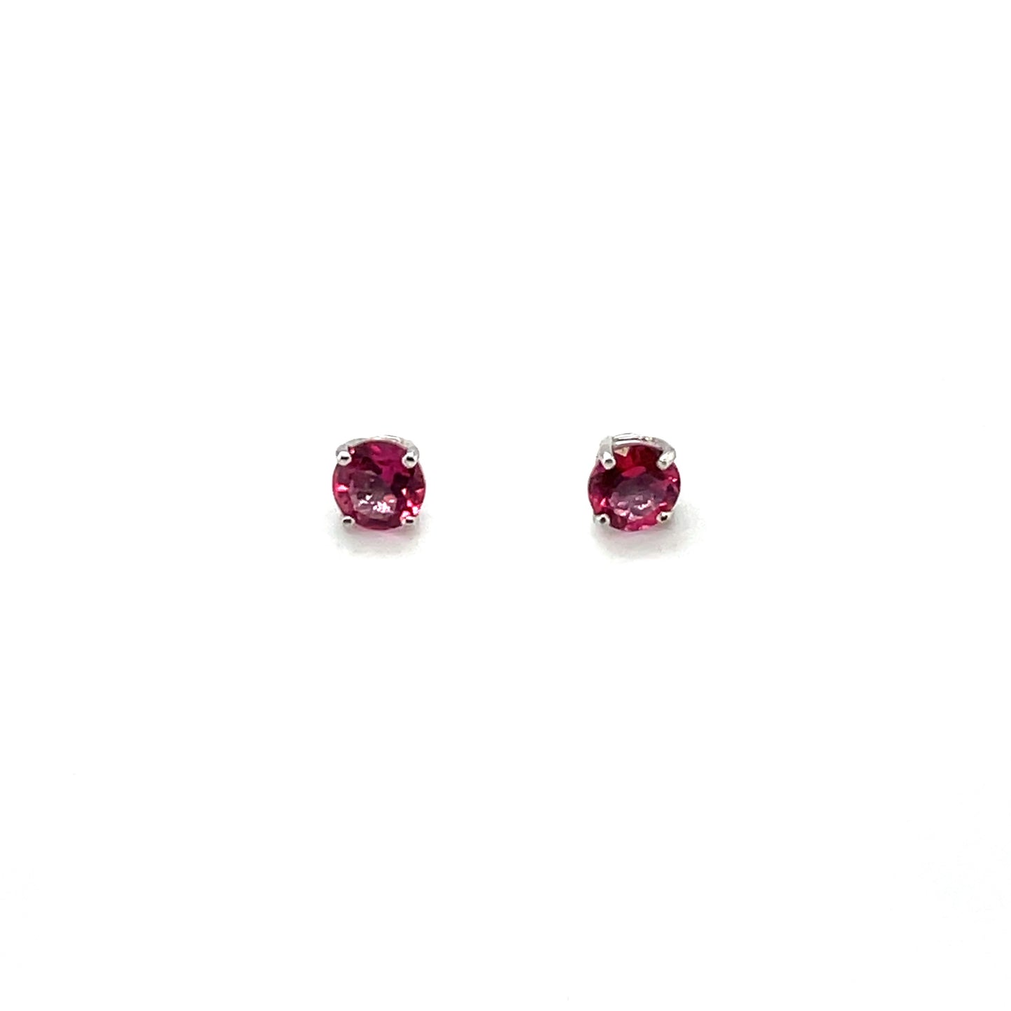 Silver Pink Topaz Stud Earrings