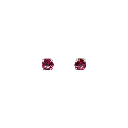 Silver Pink Topaz Stud Earrings