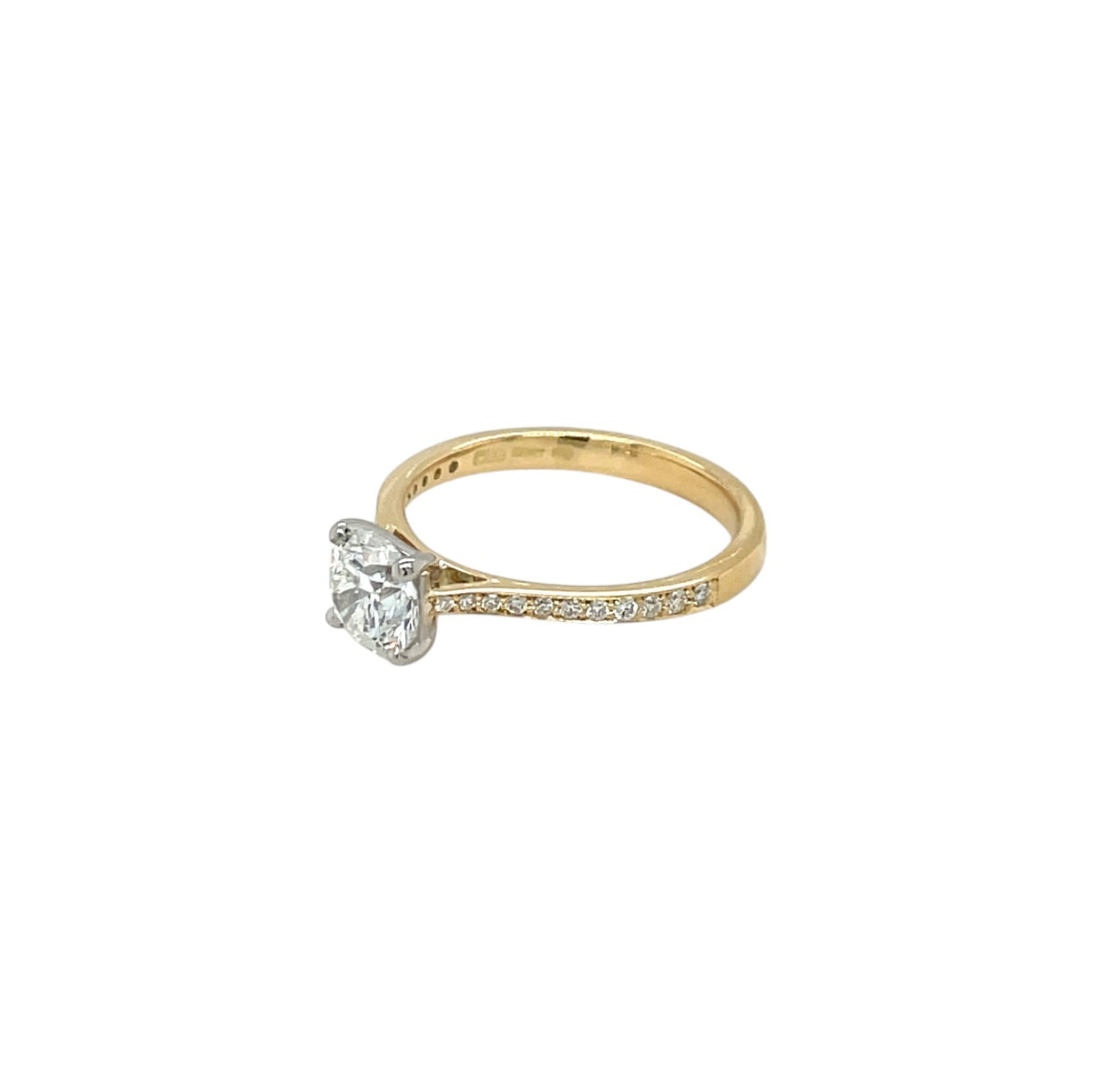 18ct Yellow Gold & Platinum Diamond Solitaire Ring (M)