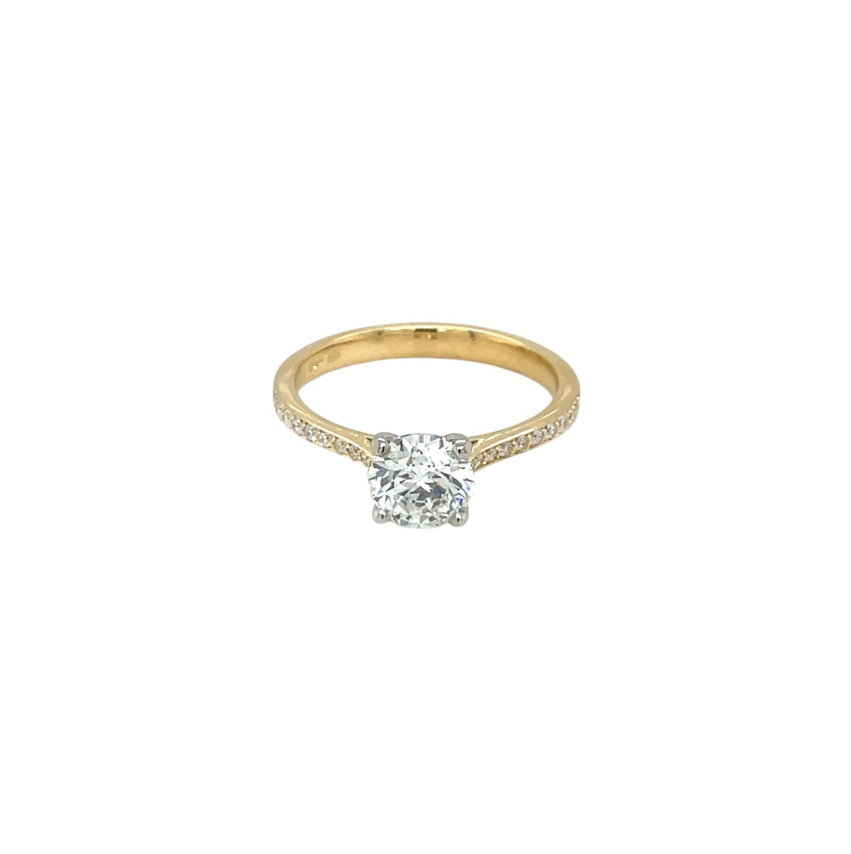 18ct Yellow Gold & Platinum Diamond Solitaire Ring (M)