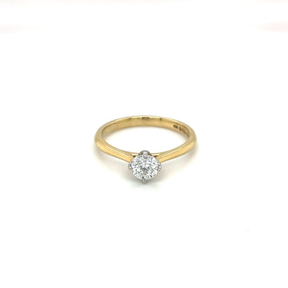 18ct Yellow Gold & Platinum Diamond Solitaire Ring
