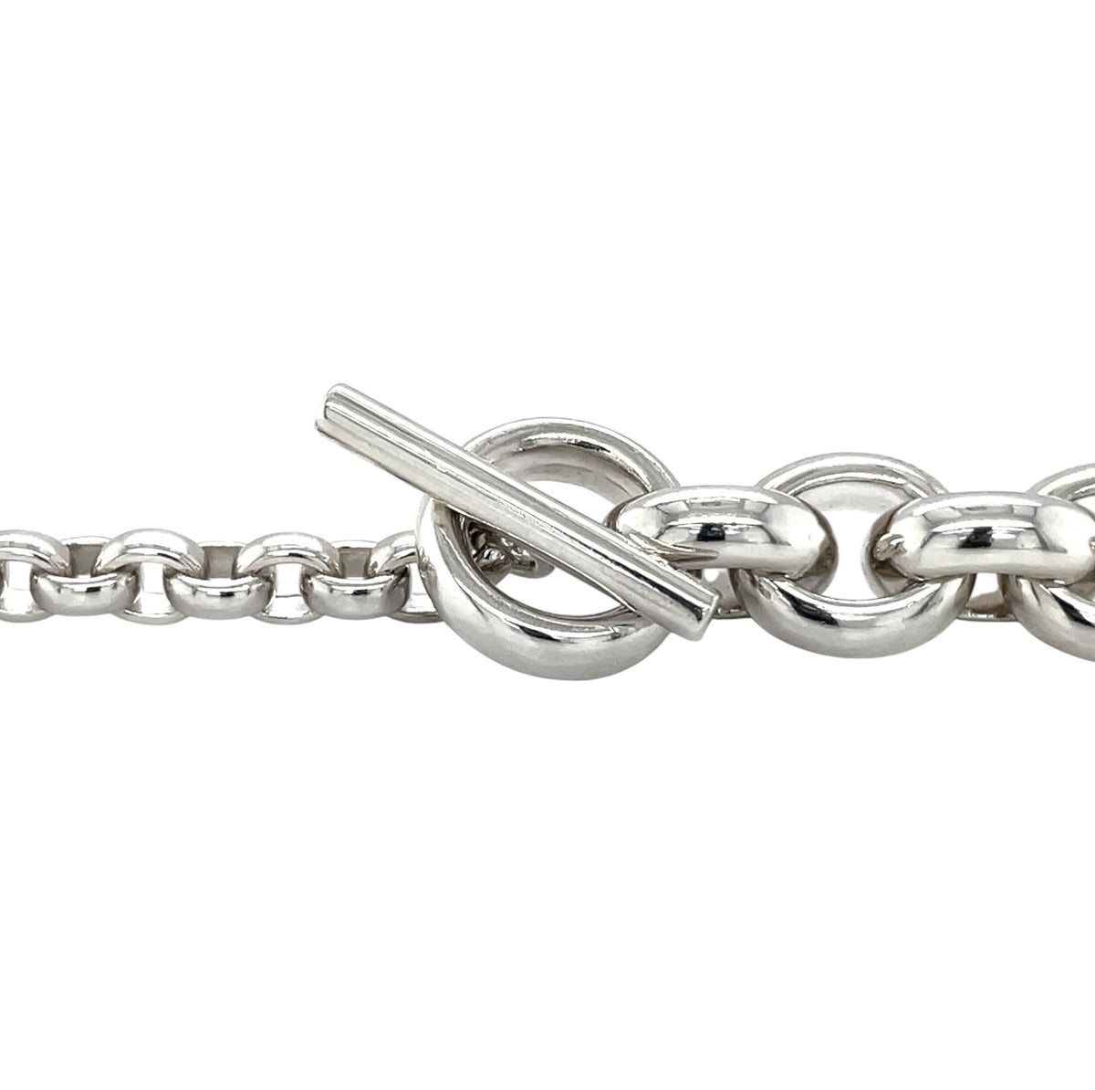 Silver Chunky Graduated Oval Link Necklace (18")