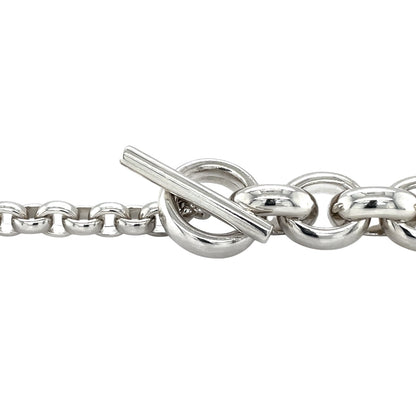 Silver Chunky Graduated Oval Link Necklace (18")