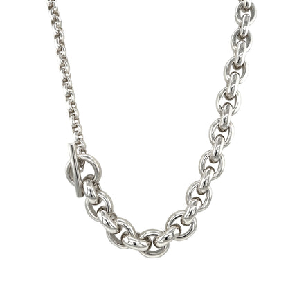 Silver Chunky Graduated Oval Link Necklace (18")
