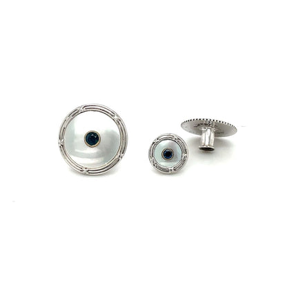 9ct White Gold & Mother of Pearl Cufflink Set