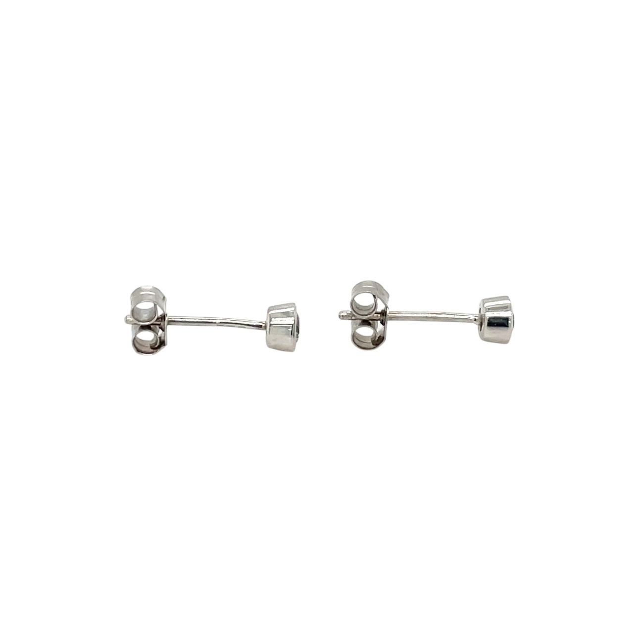 18ct White Gold Rubover Diamond Stud Earrings