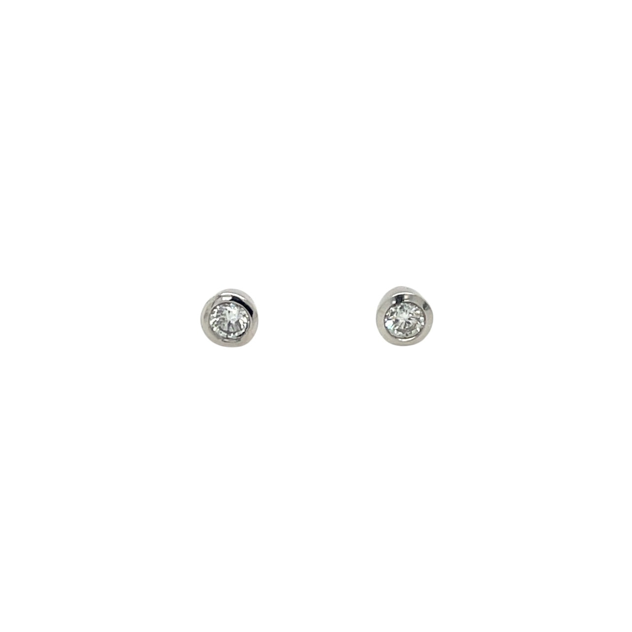 18ct White Gold Rubover Diamond Stud Earrings