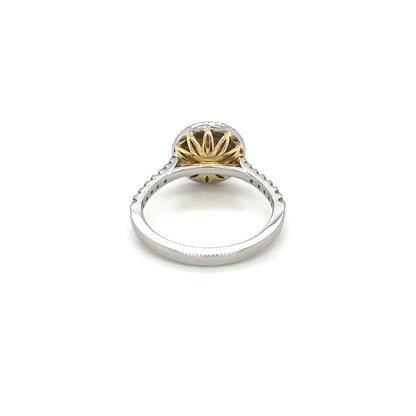 Platinum & 18ct Yellow Gold Yellow & Colourless Diamond Cluster Ring