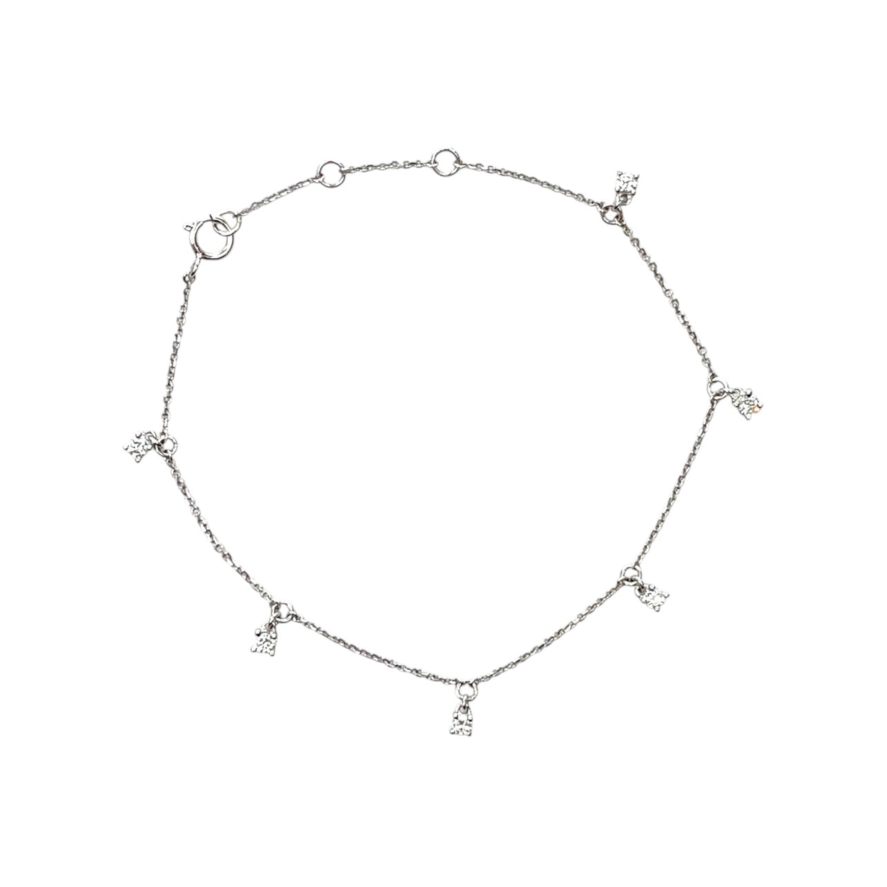 18ct White Gold Diamond Station Bracelet (7")