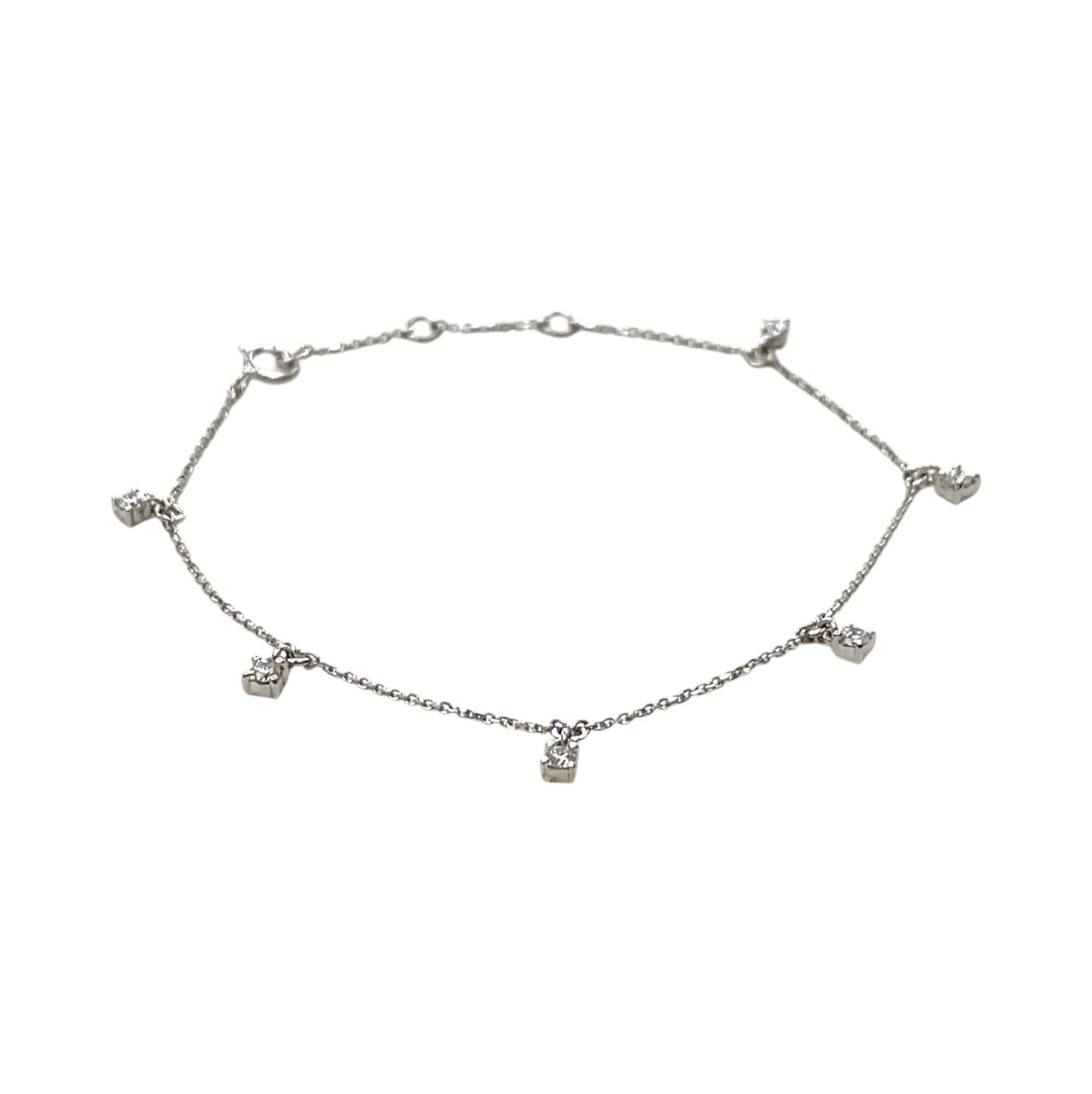 18ct White Gold Diamond Station Bracelet (7")