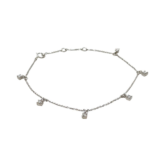 18ct White Gold Diamond Station Bracelet (7")