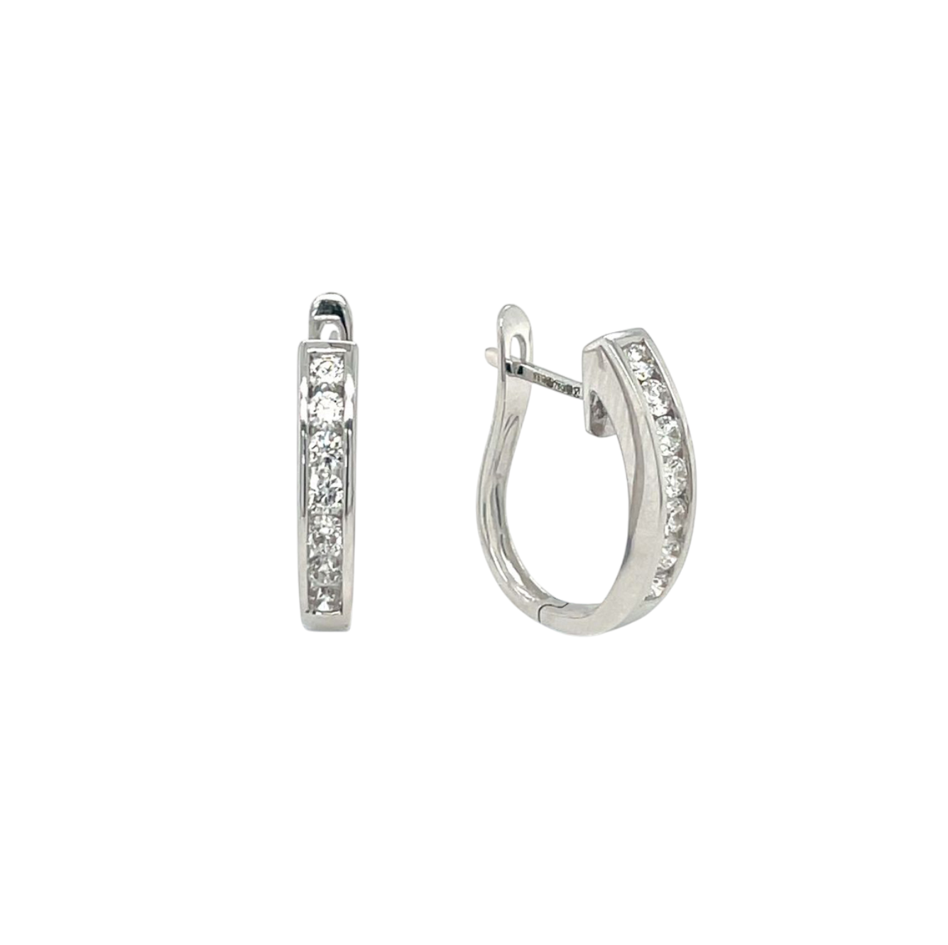 18ct White Gold Diamond Hoop Earrings