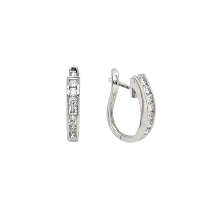 18ct White Gold Diamond Hoop Earrings