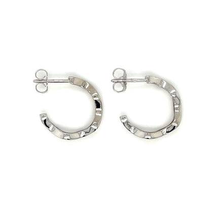 18ct White Gold Wavy Hoop Earrings