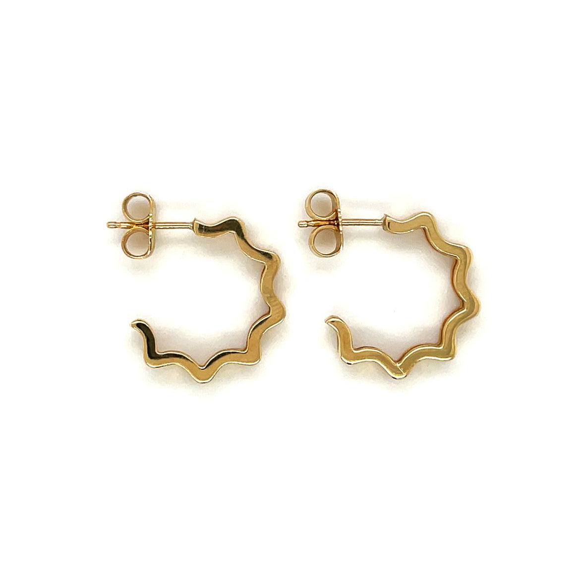 18ct Yellow Gold Zig Zag Hoop Earrings