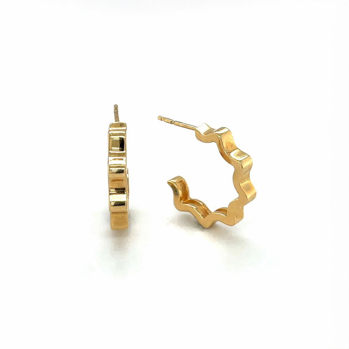 18ct Yellow Gold Zig Zag Hoop Earrings