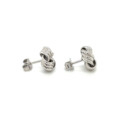 18ct White Gold Knot Stud Earrings