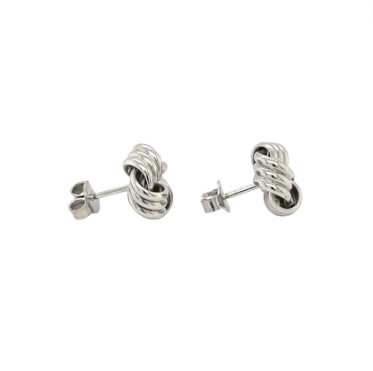 18ct White Gold Knot Stud Earrings