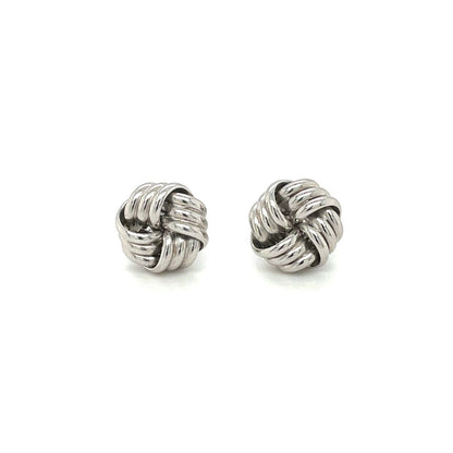 18ct White Gold Knot Stud Earrings