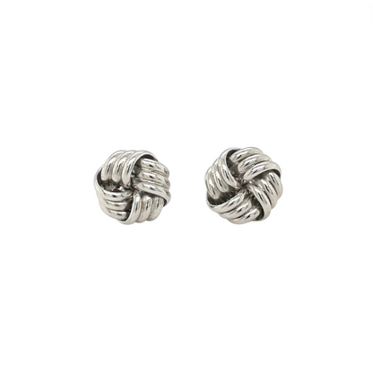 18ct White Gold Knot Stud Earrings