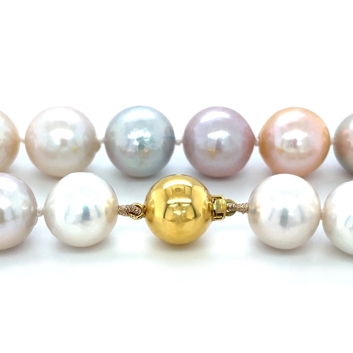 9ct Yellow Gold & Freshwater Multi-Coloured Pearl Necklace