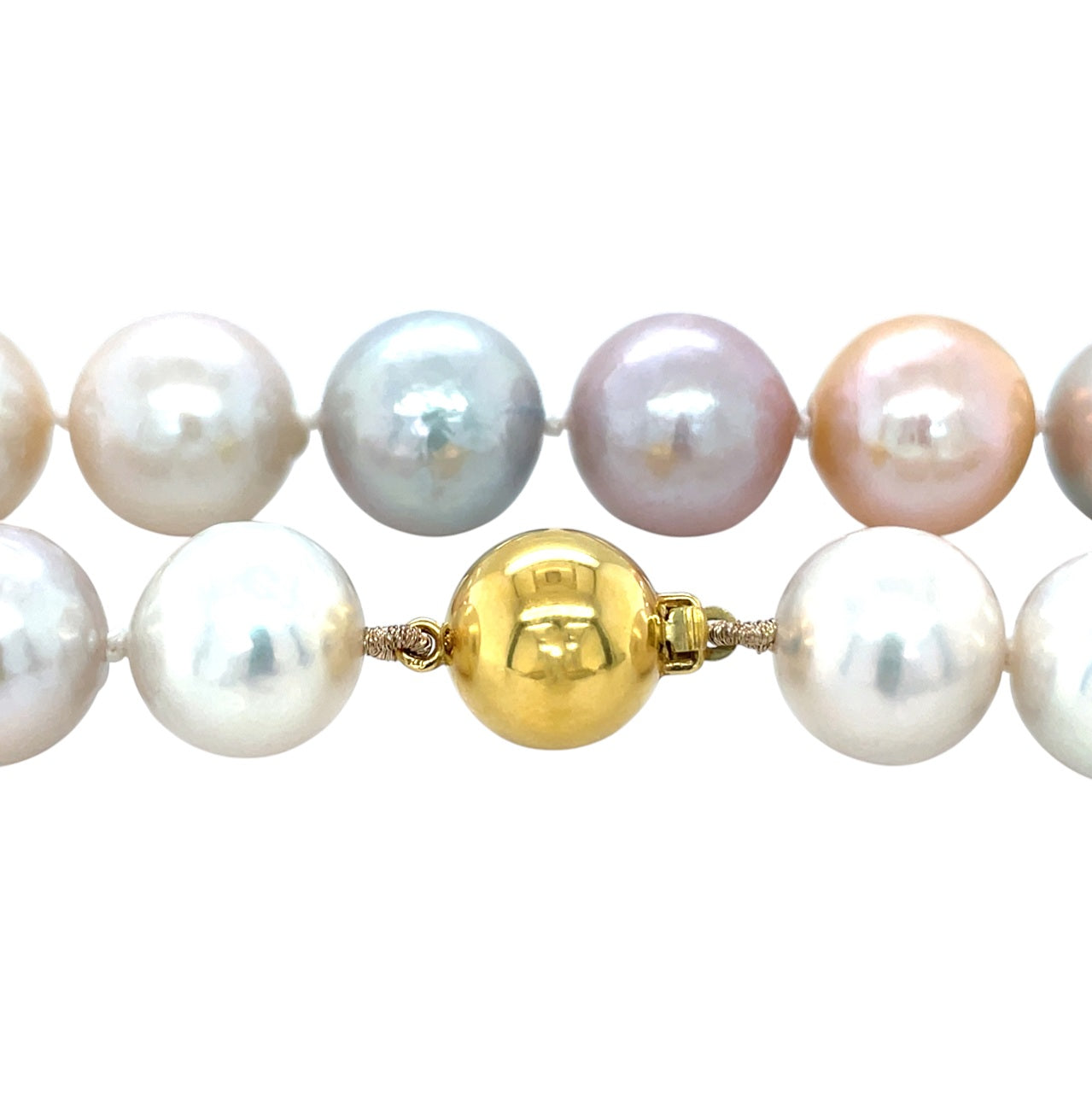 9ct Yellow Gold & Freshwater Multi-Coloured Pearl Necklace (18")