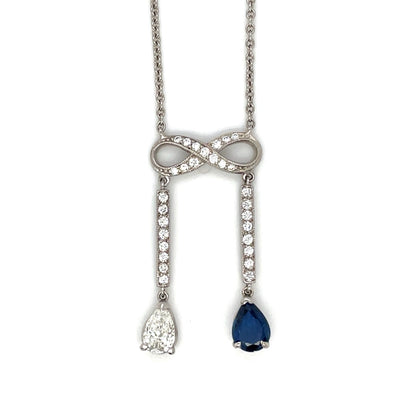 Platinum Diamond & Sapphire Negligee Pendant