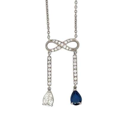 Platinum Diamond & Sapphire Negligee Necklace (16")