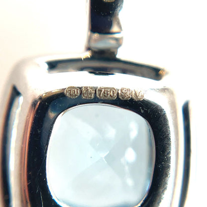 18ct White Gold Aquamarine & Diamond Cluster Pendant
