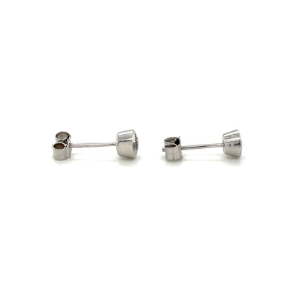 18ct White Gold Rubover Diamond Stud Earrings