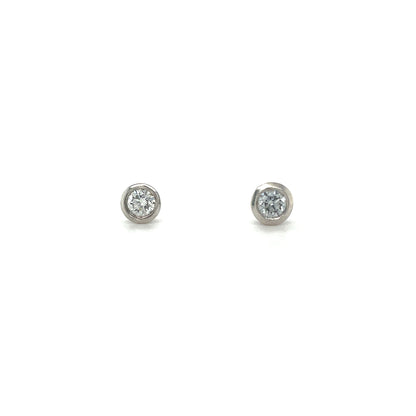 18ct White Gold Rubover Diamond Stud Earrings