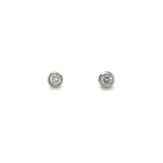 18ct White Gold Rubover Diamond Stud Earrings