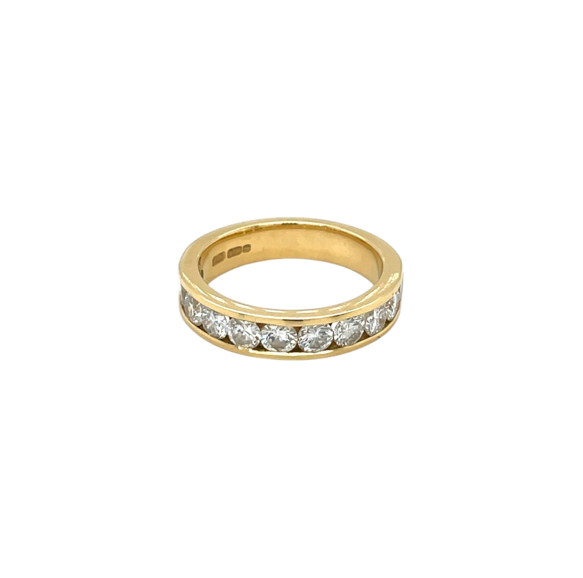 18ct Yellow Gold Half-Set Diamond Half-Set Eternity Ring (N)