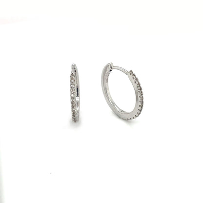 9ct White Gold Diamond Huggies