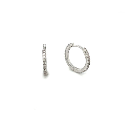 9ct White Gold Diamond Huggies
