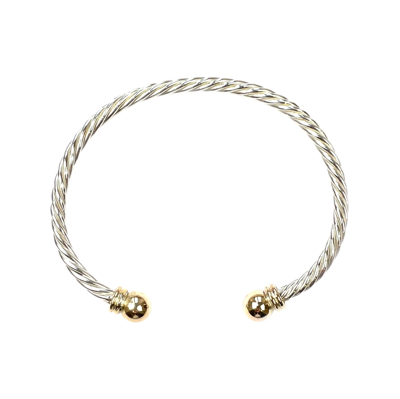 Silver & 9ct Yellow Gold Twist Bangle