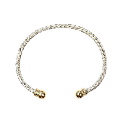 Silver & 9ct Yellow Gold Twist Bangle