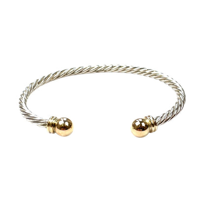 Silver & 9ct Yellow Gold Twist Bangle