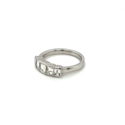 Platinum Five Stone Emerald-Cut Diamond Ring