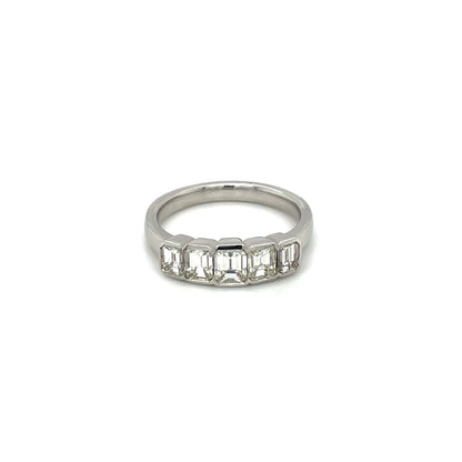 Platinum Five Stone Emerald-Cut Diamond Ring