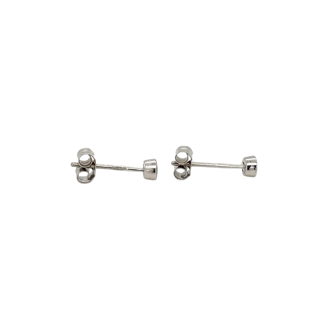 18ct White Gold Rubover Diamond Stud Earrings