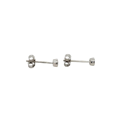 18ct White Gold Rubover Diamond Stud Earrings