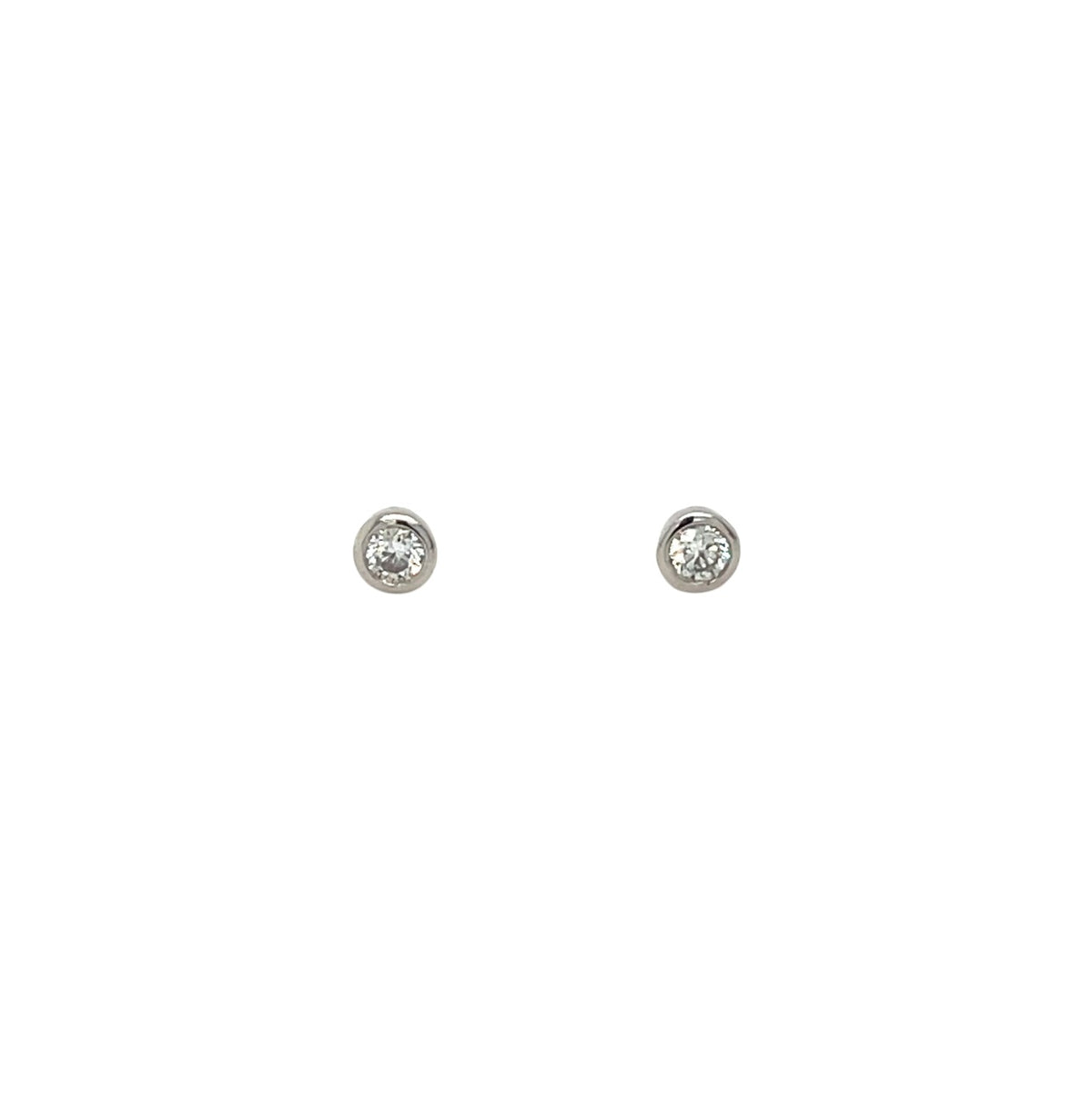 18ct White Gold Rubover Diamond Stud Earrings