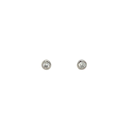 18ct White Gold Rubover Diamond Stud Earrings